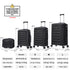 Conjunto de 4 Maletas ABS+PC|Neceser 29cm|Cabina 55x40x20cm|Mediana Expandible 20kg-23kg - 66x45x27.50-30cm|Grande Expandible 23kg-25kg - 75x49x31-33.50cm | Negro