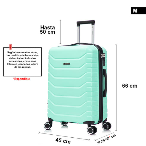 RAYKONG Maleta Mediana Expandible ABS+Policarbonato 66x45x27.50cm - 30cm Extendido | 82L - 90L | 24 Pulgadas |23kg semirígidas candado combinación - Menta