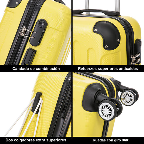 Maleta Cabina ABS 55x40x20cm 44L - 20 Pulgadas Amarillo - Marina