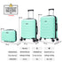 Conjunto de 3 Maletas|Neceser 29x35x16.50cm|Maleta Cabina ABS+PC 55x40x20cm|Mediana Expandible 20kg-23kg - 66x45x27.50-30cm | Menta