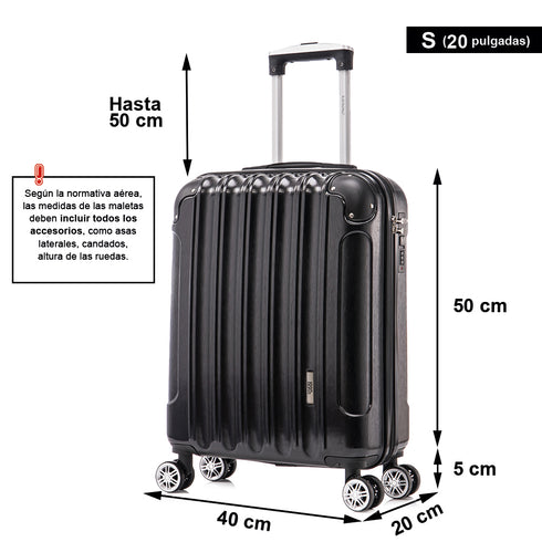 Maleta Cabina 55x40x20cm Policarbonato (44L) - 20 Pulgadas - Negro