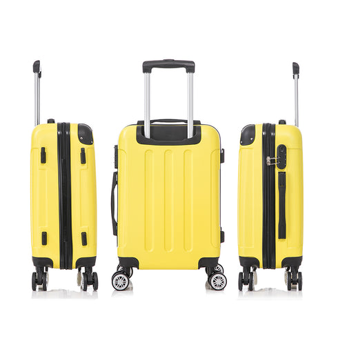 RAYKONG Mala Média ABS 66x43x25cm | 71L | 24 Polegadas | até 23kg semirrígidas - Amarelo