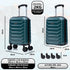 Maleta de Cabina ABS 40x30x20(24L)| Capacidad Máxima| Equipaje de Mano con Ruedas Desmontables para Ryanair | Vueling | EasyJet - Verde