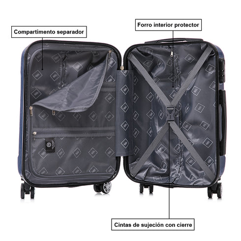 1990s Conjunto de Malas de Policarbonato Rígido 3 Peças|Mala de Cabine 55cm|Mala Média 68cm|Necessaire 29cm|Azul Marinho