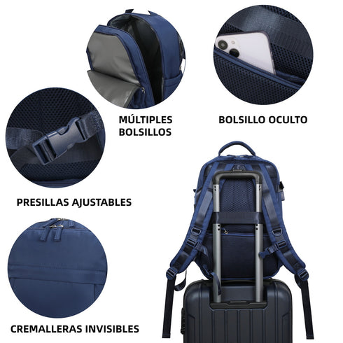 Mochila de Cabine Raykong Ryanair 40x20x25cm (20L) Azul-marinho