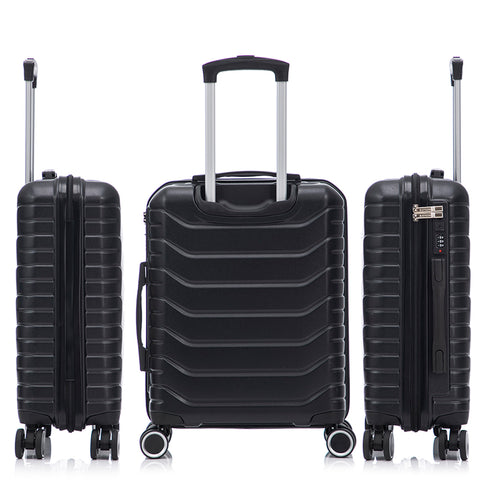 Conjunto de 3 Maletas|Neceser 29x35x16.50cm|Maleta Cabina ABS+PC 55x40x20cm|Mediana Expandible 20kg-23kg - 66x45x27.50-30cm | Negro