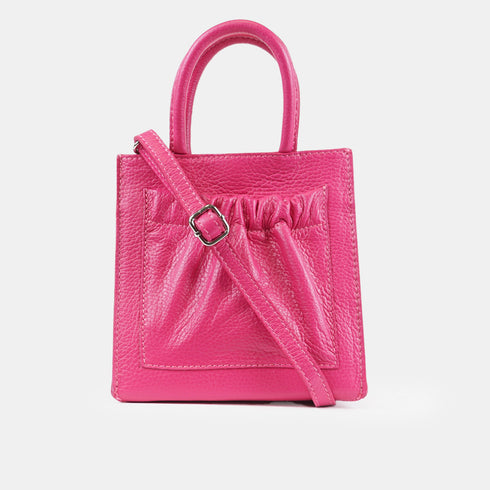 Bolso bandolera de piel pequeño mujer fucsia Carmen
