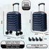 Maleta de Cabina ABS 40x30x20(24L)| Capacidad Máxima| Equipaje de Mano con Ruedas Desmontables para Ryanair | Vueling | EasyJet - Azul Marino