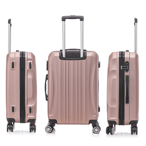 Raykong Conjunto de maletas de viaje de 4 piezas Neceser(29cm)/55cm/68cm/78cm ABS Waves - RosaDorada