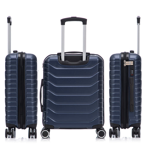 Conjunto de 3 Maletas|Neceser 29x35x16.50cm|Maleta Cabina ABS+PC 55x40x20cm|Mediana Expandible 20kg-23kg - 66x45x27.50-30cm | AzulMarino