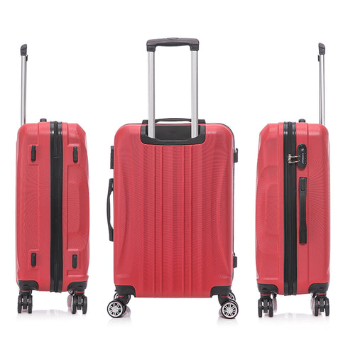 Raykong Conjunto de maletas de viaje de 4 piezas Neceser(29cm)/55cm/68cm/78cm ABS Waves - Rojo