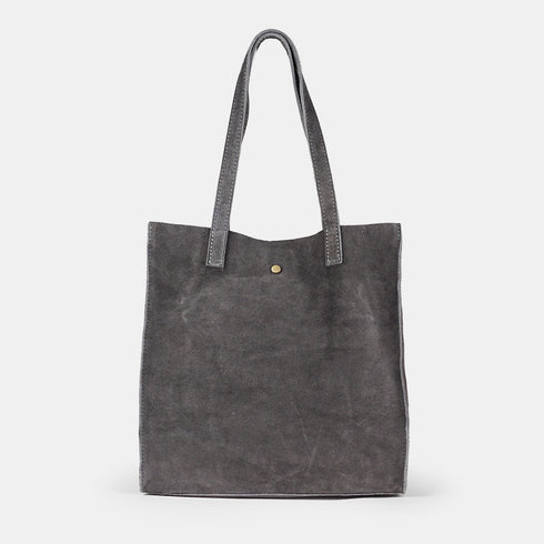 Bolso tote de piel serraje liso de mujer gris Cloe