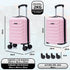 Maleta de Cabina ABS 40x30x20(24L)| Capacidad Máxima| Equipaje de Mano con Ruedas Desmontables para Ryanair | Vueling | EasyJet - Rosa Claro