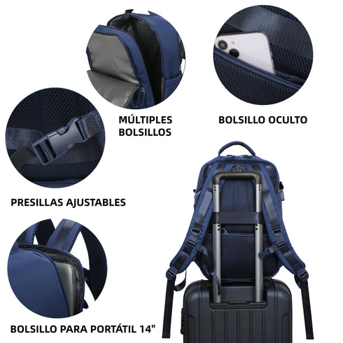 Mochila de Cabine Raykong Ryanair 40x20x25cm (20L) Azul-marinho