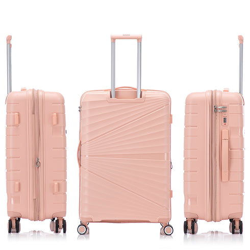 Maleta de cabina 55x39x21.5 cm (46L) Polipropileno - Candado Incrustado - 20 Pulgadas - Rosa Claro - Choco