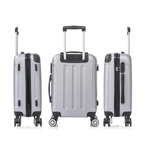 RAYKONG Mala Média ABS 66x43x25cm | 71L | 24 polegadas | até 23kg semirrígida - Prata