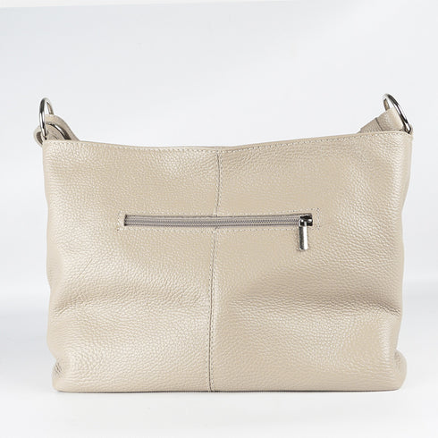 Bolso de hombro para mujer de piel con bandolera extensible khaki Mara