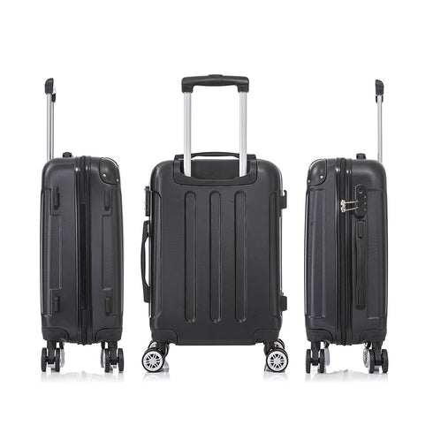 RAYKONG Mala de Viagem Média ABS 66x43x25cm | 71L | 24 Polegadas | até 23kg semirrígida - Preto
