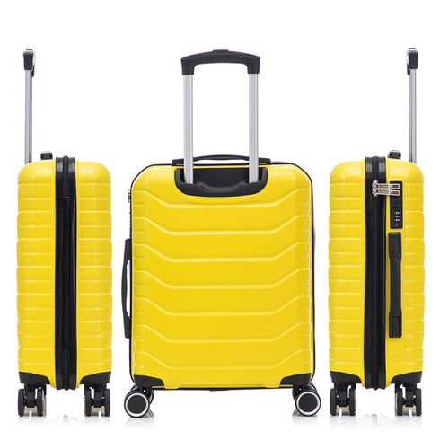 Conjunto de 3 Maletas|Neceser 29x35x16.50cm|Maleta Cabina ABS+PC 55x40x20cm|Mediana Expandible 20kg-23kg - 66x45x27.50-30cm | Amarillo