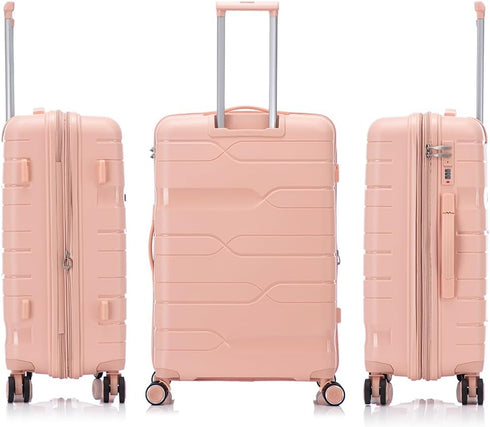 1990s Maleta de cabina 55x38x22 cm (44L) Polipropileno - Candado Incrustado - 20 Pulgadas - Rosa Claro- Bass