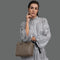 Bolso bandolera mujer de piel con asas de mano khaki Mercedes