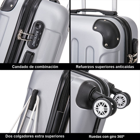 RAYKONG Mala Média ABS 66x43x25cm | 71L | 24 polegadas | até 23kg semirrígida - Prata