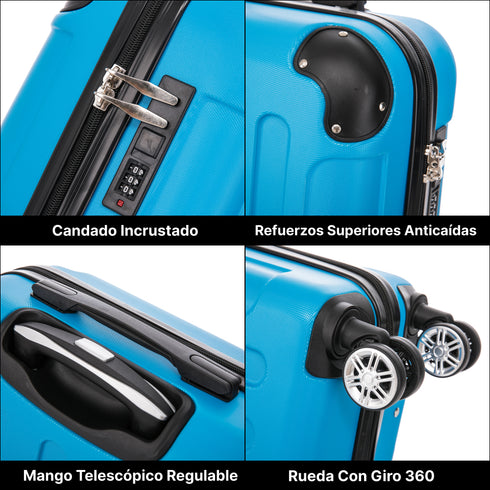 Raykong Maleta Cabina ABS 55x40x20cm (44L) Maxima aprovechamiento de espacio - 20 Pulgadas - Turquesa