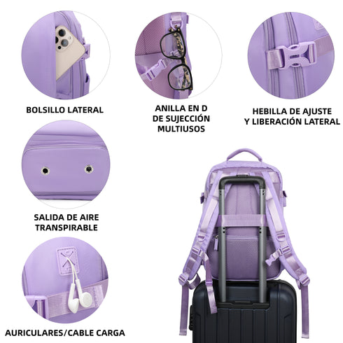 1990s Mochila de viaje cabina expandible para Ryanair 40x25x20-25cm,con bolsa de zapatillas,mochila casual