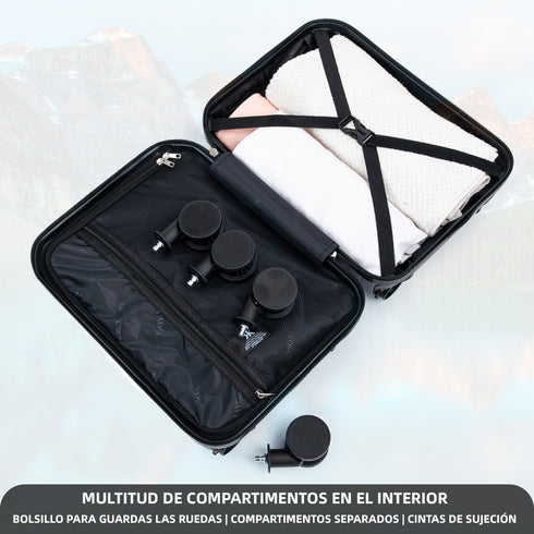 Maleta de Cabina ABS 40x30x20(24L)| Capacidad Máxima| Equipaje de Mano con Ruedas Desmontables para Ryanair | Vueling | EasyJet - Azul Marino