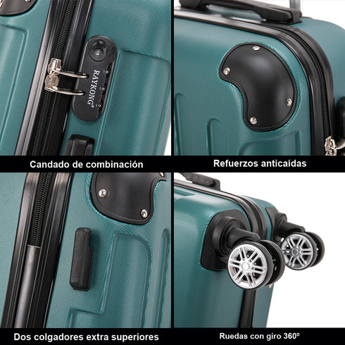 RAYKONG Mala Média ABS 66x43x25cm | 71L | 24 Polegadas | até 23kg semirrígida - Verde