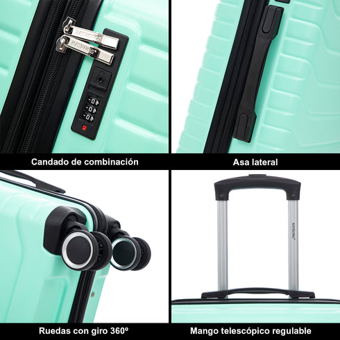 RAYKONG Maleta Grande Expandible ABS+Policarbonato 75x49x31cm - 33.50cm Extendido | 114L - 123L | 28 Pulgadas | 25kg semirígidas candado combinación - Menta