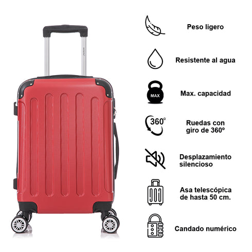 Maleta Cabina ABS 55x40x20cm 44L - 20 Pulgadas Rojo - Marina