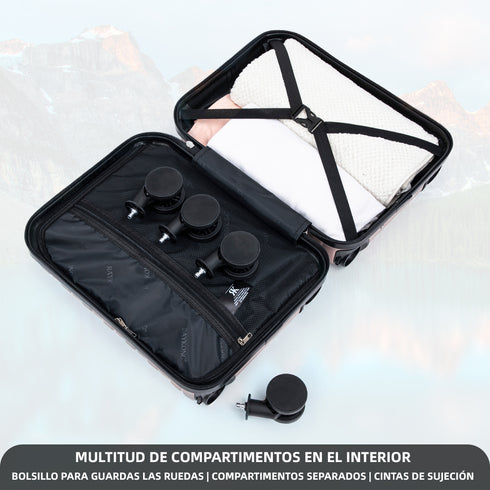 Maleta de Cabina ABS 40x30x20(24L)| Capacidad Máxima| Equipaje de Mano con Ruedas Desmontables para Ryanair | Vueling | EasyJet - Rosa Dorado