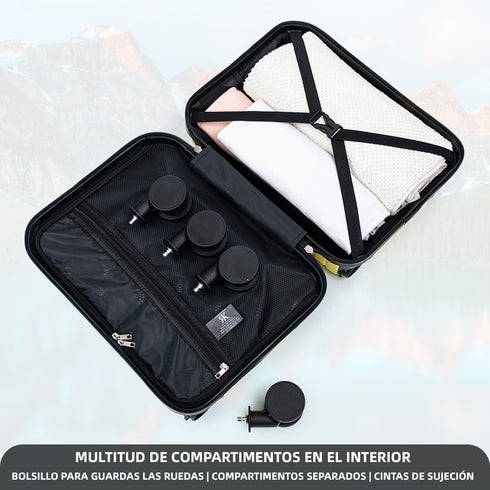 Maleta de Cabina ABS 40x30x20(24L)| Capacidad Máxima| Equipaje de Mano con Ruedas Desmontables para Ryanair | Vueling | EasyJet - Amarillo