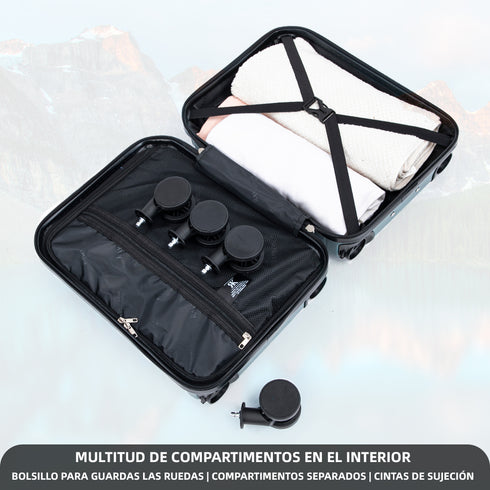 Maleta de Cabina ABS 40x30x20(24L)| Capacidad Máxima| Equipaje de Mano con Ruedas Desmontables para Ryanair | Vueling | EasyJet - Verde