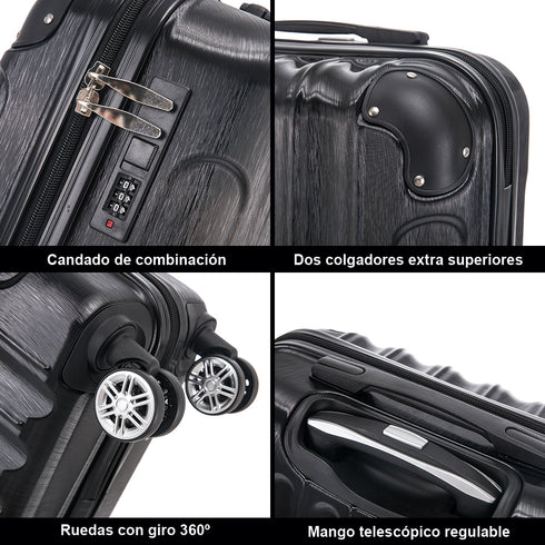 Maleta Cabina 55x40x20cm Policarbonato (44L) - 20 Pulgadas - Negro