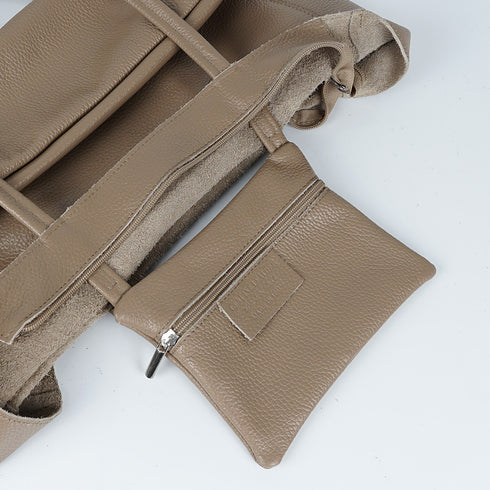 Bolso shopper para mujer de piel para personalizar khaki Luna
