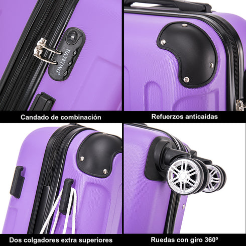 Maleta Cabina ABS 55x40x20cm 44L - 20 Pulgadas Morado - Marina