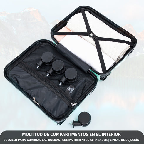 Maleta de Cabina ABS 40x30x20(24L)| Capacidad Máxima| Equipaje de Mano con Ruedas Desmontables para Ryanair | Vueling | EasyJet - Menta