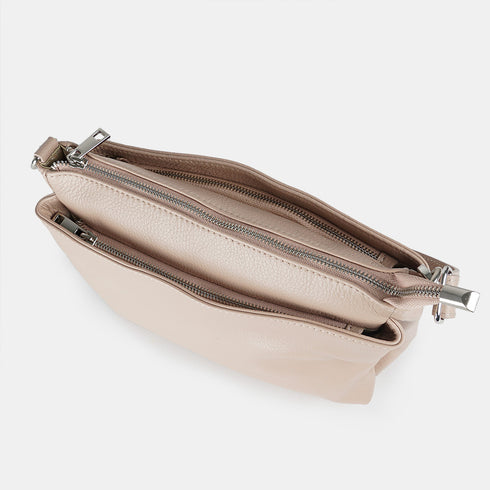 Bolso bandolera de piel para mujer con asa corta rosa claro Martina