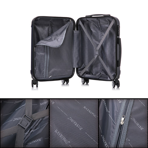 RAYKONG Mala de Viagem Média ABS 66x43x25cm | 71L | 24 Polegadas | até 23kg semirrígida - Azul Marinho