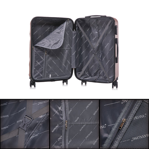 Raykong Conjunto de maletas de viaje de 4 piezas Neceser(29cm)/55cm/68cm/78cm ABS Waves - RosaDorada
