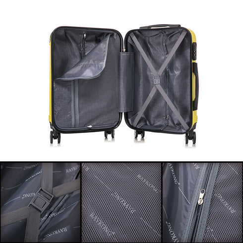 RAYKONG Mala Média ABS 66x43x25cm | 71L | 24 Polegadas | até 23kg semirrígidas - Amarelo