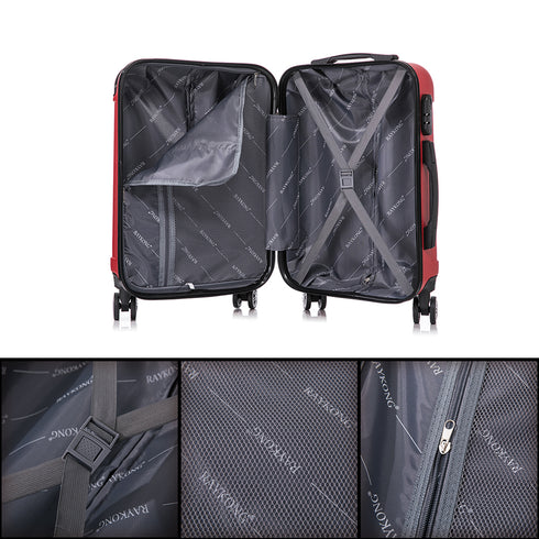 RAYKONG Mala Média ABS 66x43x25cm | 71L | 24 Polegadas | até 23kg semirrígida - Vermelho