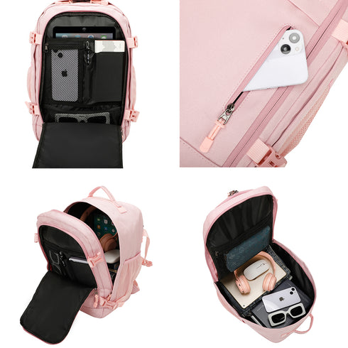 Raykong Mochila de Cabina Ryanair 40x20x25cm (20L) | Mochila de Viagem Impermeável para Avião | Bagagem de Mão Resistente | Mochila para Caminhadas | Escola | Trabalho - Rosa