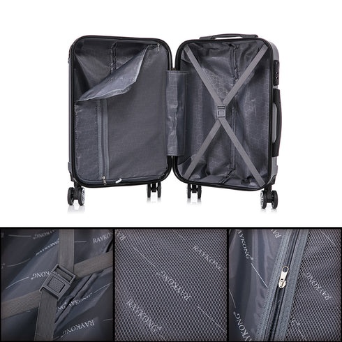 RAYKONG Mala Média ABS 66x43x25cm | 71L | 24 polegadas | até 23kg semirrígida - Prata