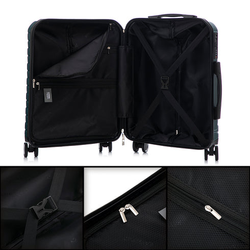 Conjunto de 4 Maletas ABS+PC|Neceser 29cm|Cabina 55x40x20cm|Mediana Expandible 20kg-23kg - 66x45x27.50-30cm|Grande Expandible 23kg-25kg - 75x49x31-33.50cm | Verde