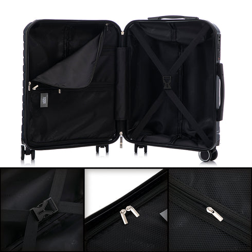 Conjunto de 3 Maletas|Neceser 29x35x16.50cm|Maleta Cabina ABS+PC 55x40x20cm|Mediana Expandible 20kg-23kg - 66x45x27.50-30cm | AzulMarino