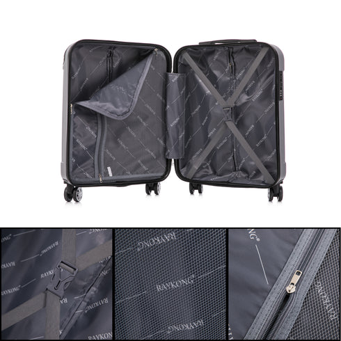 Raykong Maleta Cabina ABS 55x40x20cm (44L) Maxima aprovechamiento de espacio - 20 Pulgadas - Plateada