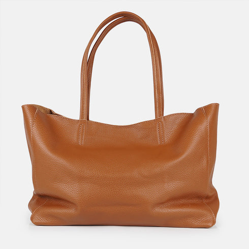 Bolso shopper para mujer de piel para personalizar marrón Luna